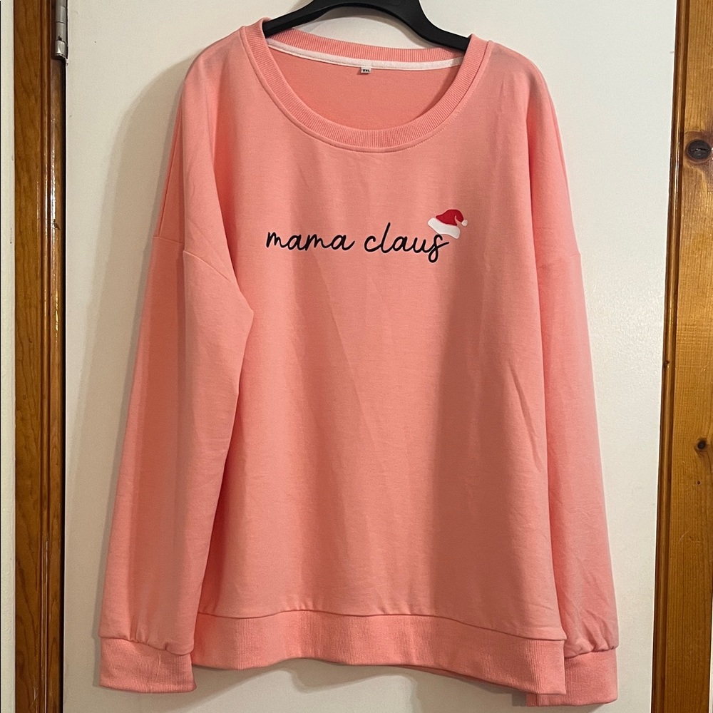 Merry Christmas Women Xmas Santa Hat Mama Pullover Casual Sweatshirt 2XL NWOT